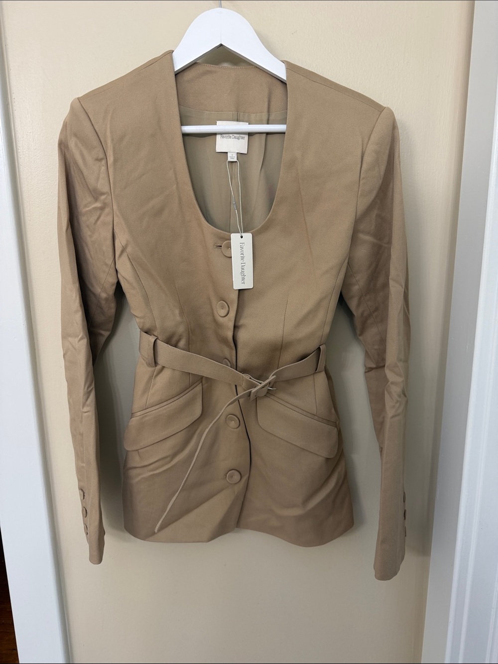 Favorite Daughter Tan Belted Tailored Blazer NWT S